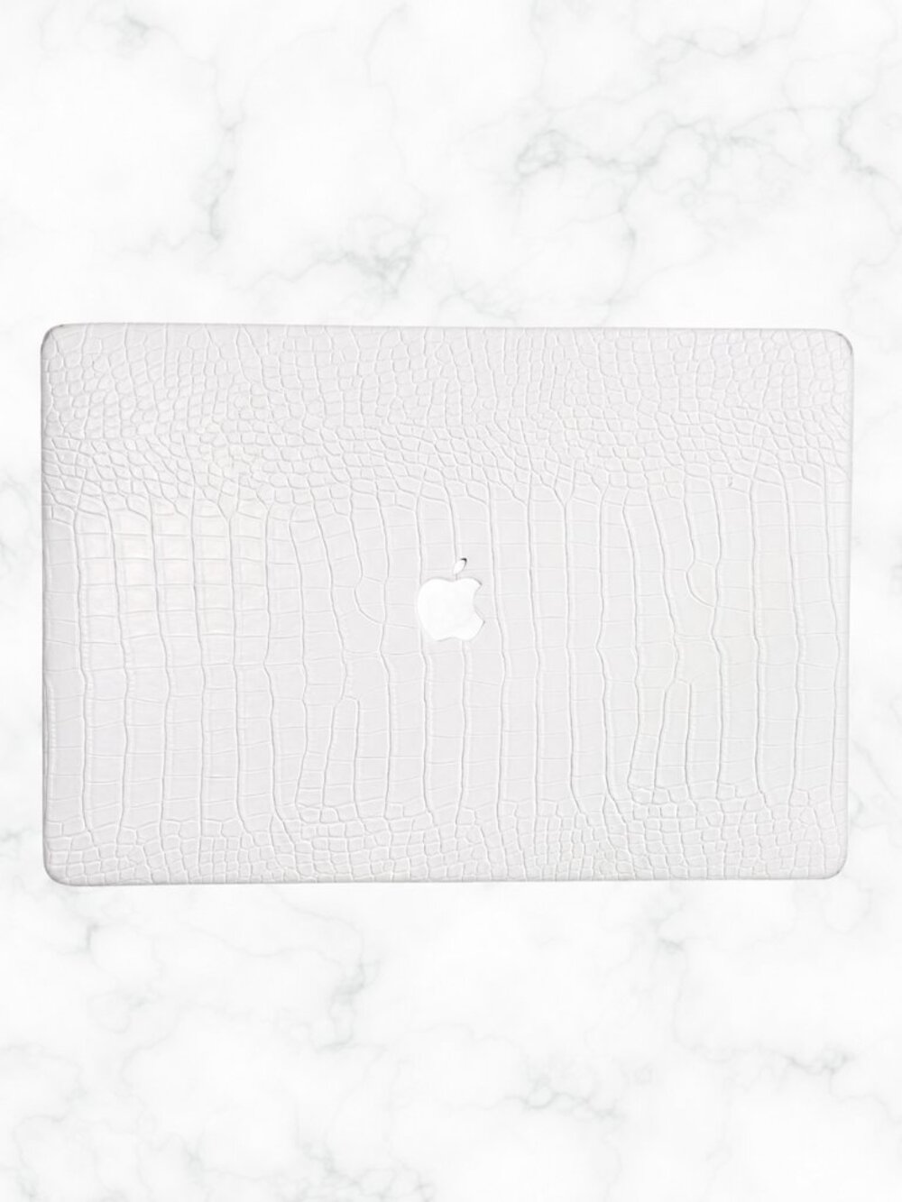Laptop Case White Crocodile Alligator  Textured Laptop Cover